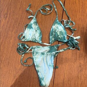 Frankies Bikinis Green Tie Dye Bikini Set Medium